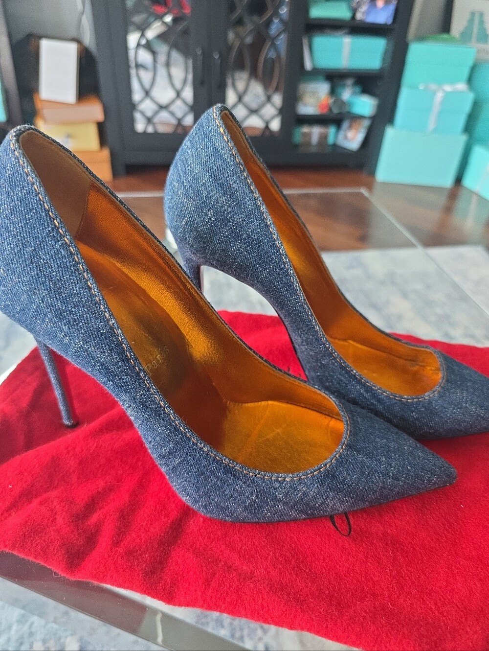 Christian Louboutin So Kate denim high heels size 41